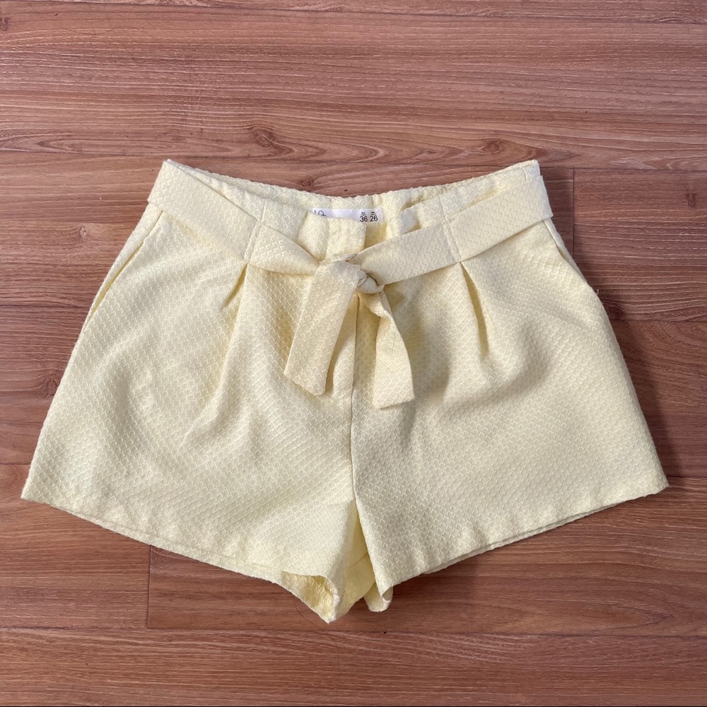 Pastel yellow high waisted shorts